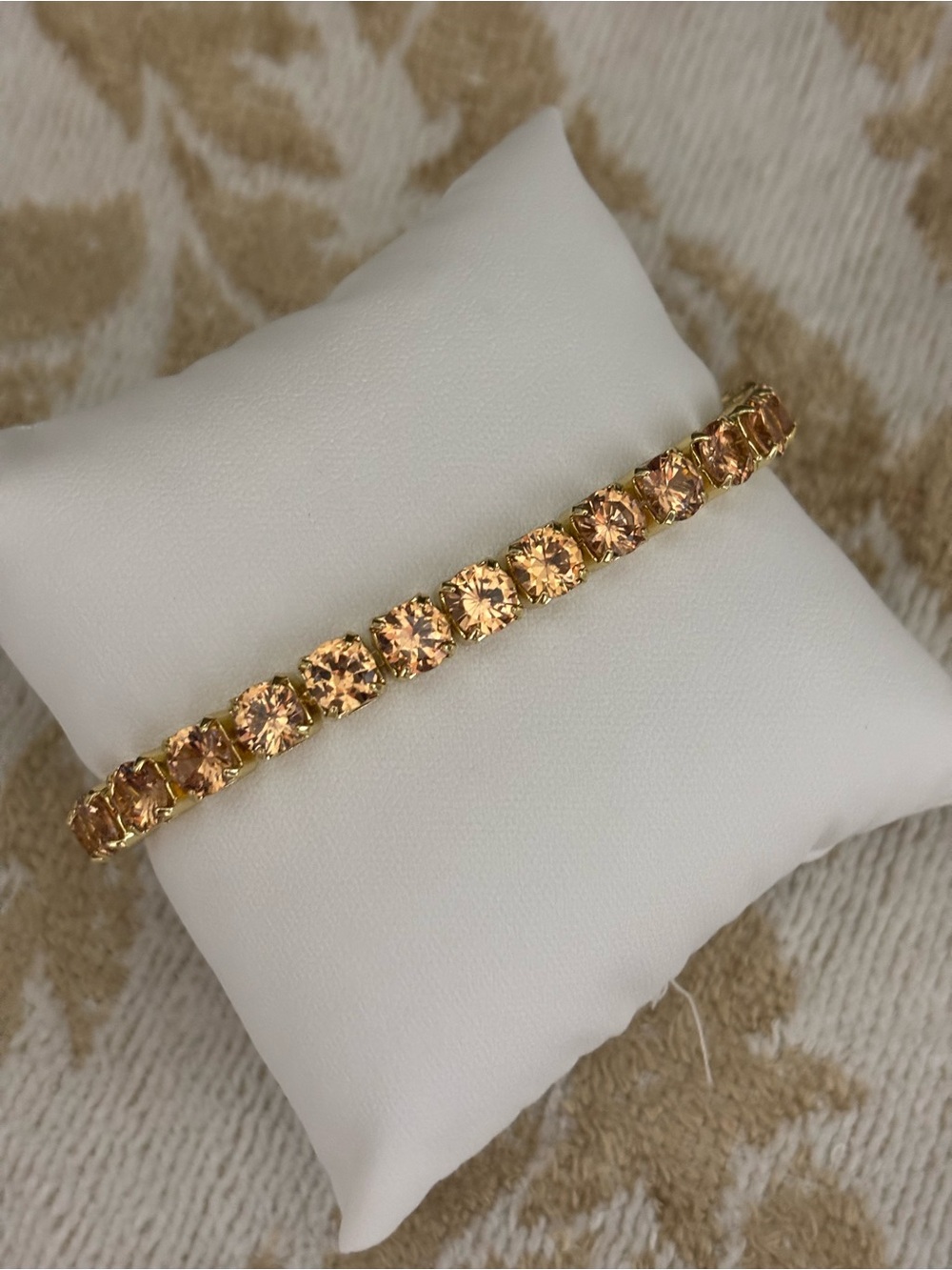 Gold-Tone Champagne Crystal Tennis Bracelet - Women Jewelry